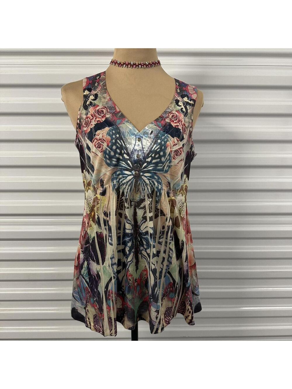 Y2K vintage multicolor print with butterflies top